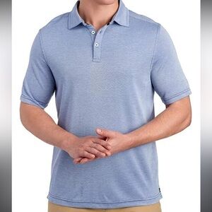 Nat Nast Men's Luxury Cobalt Blue Size Large Short Sleeve Knit Herringbone Polo